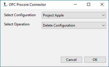 Configuration selected for delete