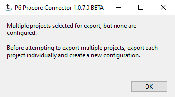 Multiple project export options