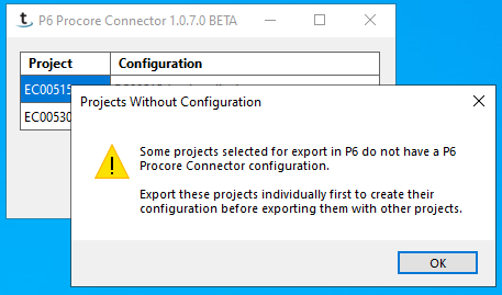 Multiple project export options